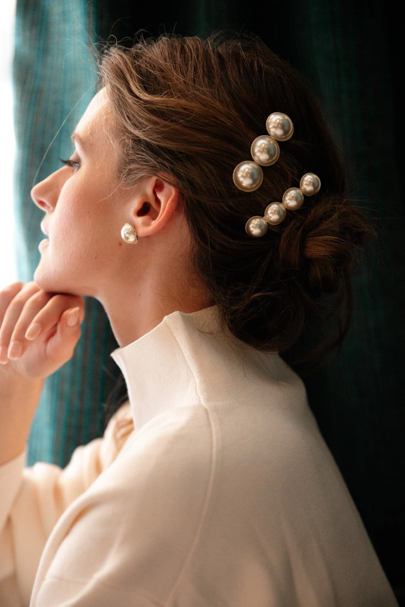 NÉLYA - Maxi barrette perles doré à l'or fin | Doré