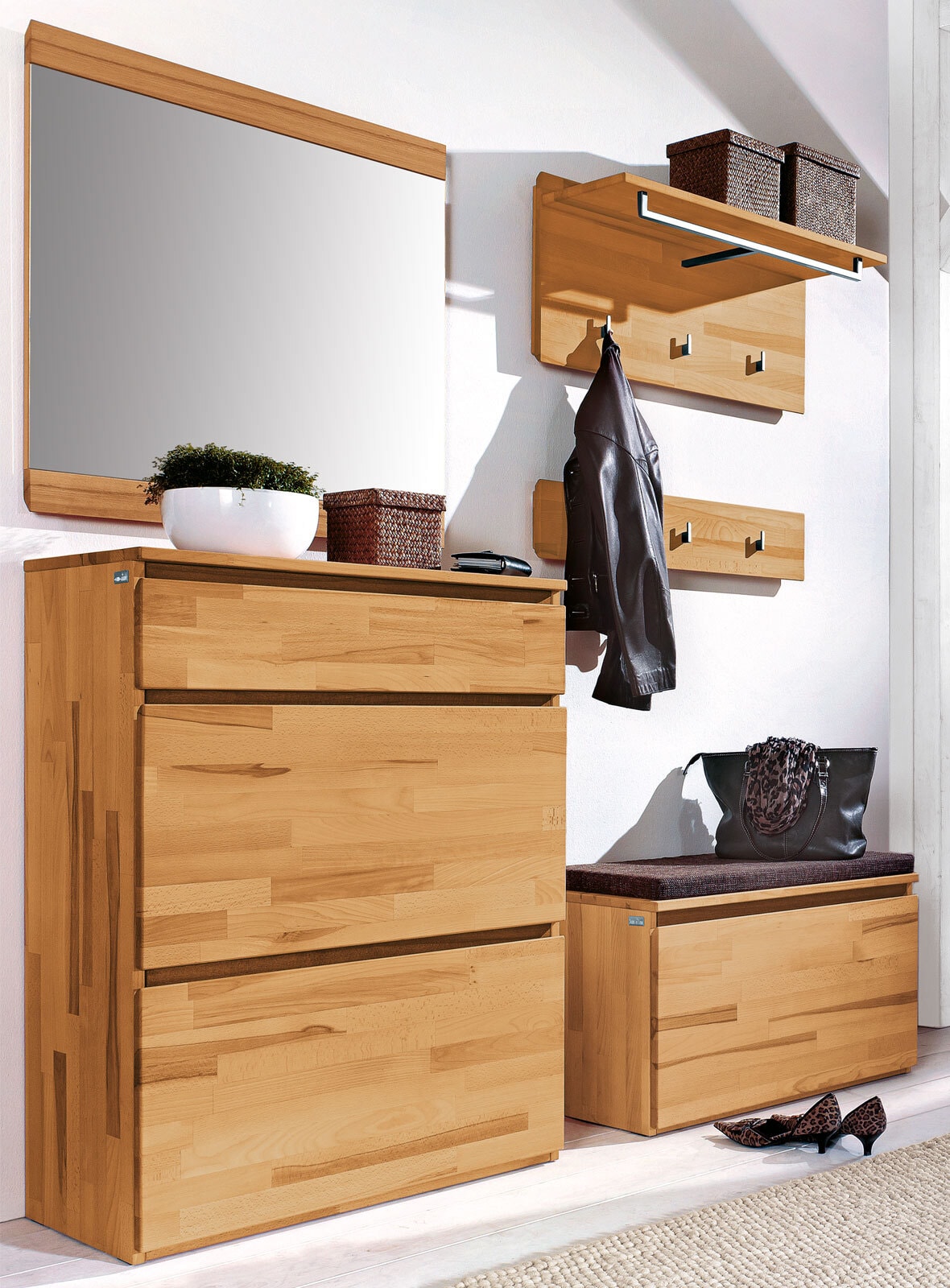 VALMONDO Spiegel Kernbuchenholz massiv 80 x 80 cm