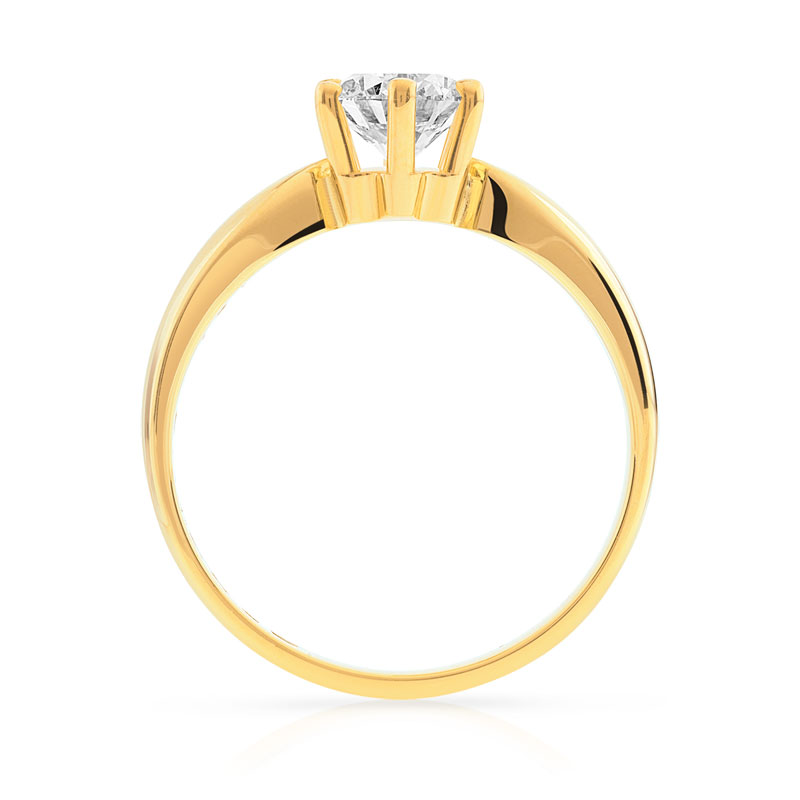 Bague solitaire or 750 jaune dia 80/100e ct H/SI