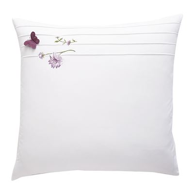 Linge de lit percale brodée fleurs et papillons - BECQUET CRÉATION