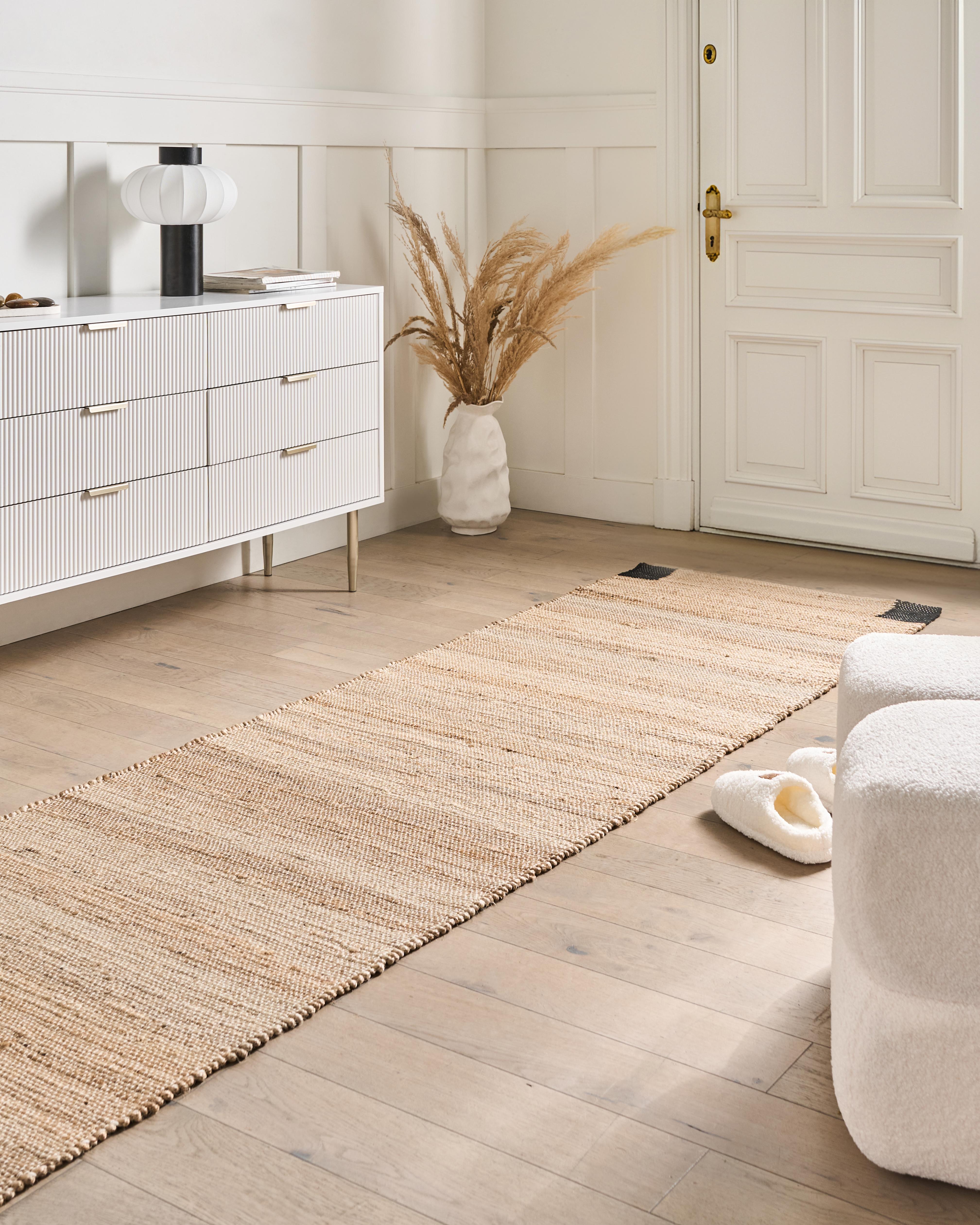 Vloerkleed AMRAVATI Zwart/beige 80 x 300 cm Jute
