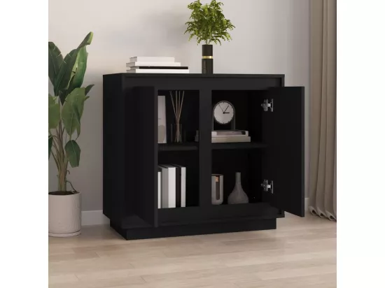 Buffet noir 80x34x75 cm bois d'ingénierie
