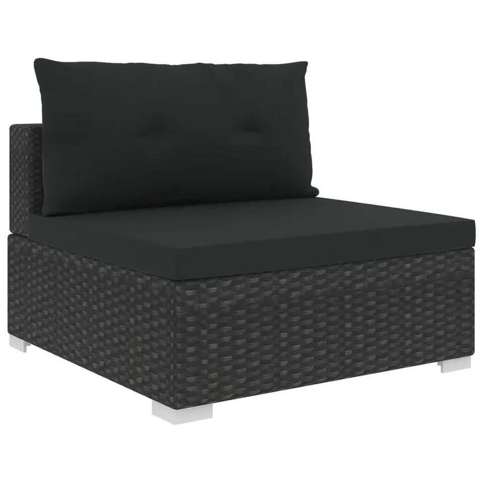 vidaXL - Loungeset - Zwart - Poly rattan - 6 stuks - Met kussens