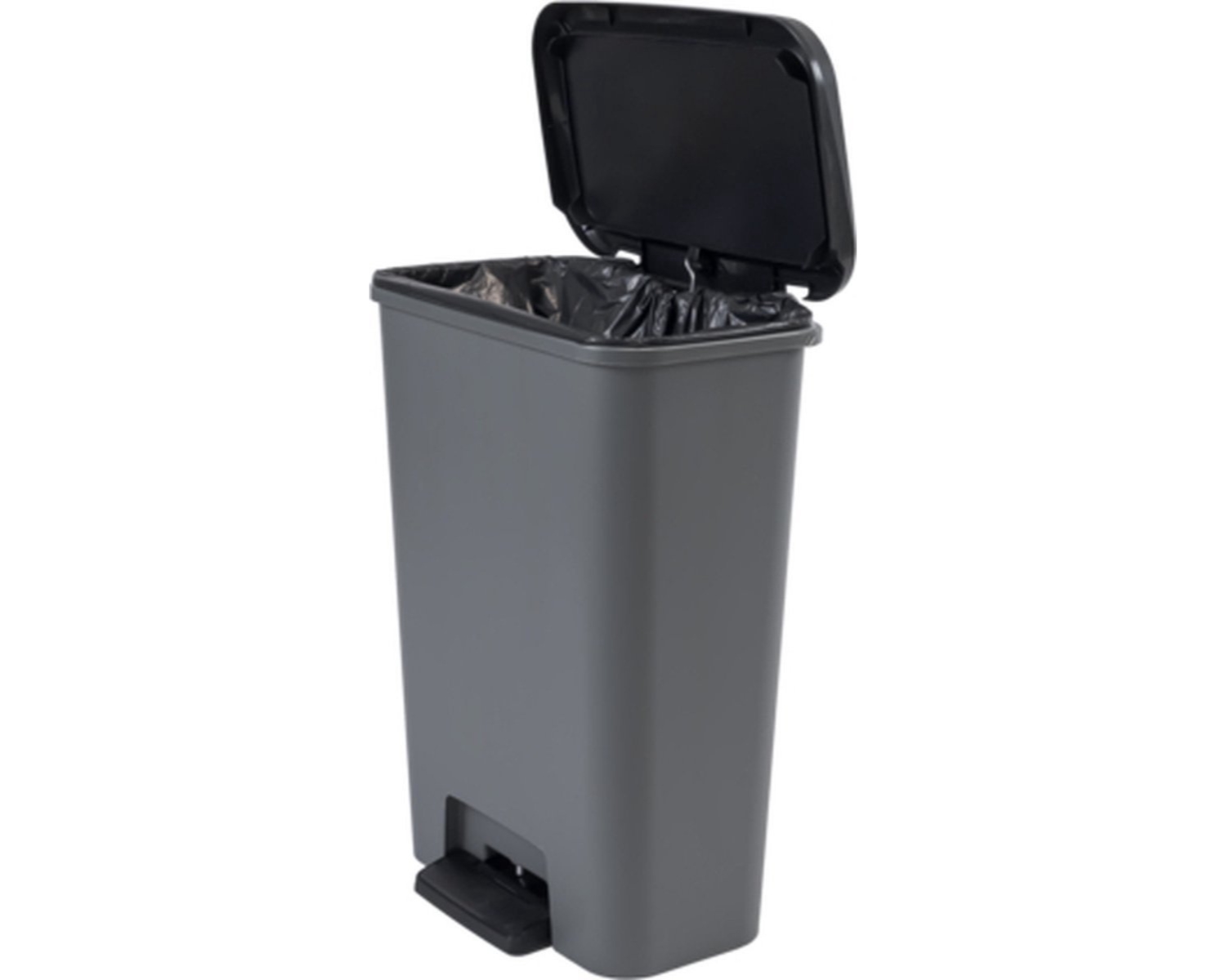 Curver Compatta 50 liter prullenbak - Grijs/Zwart
