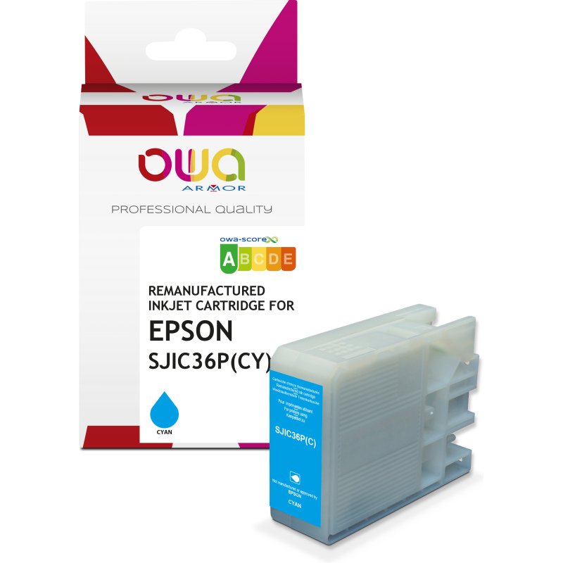 Cartouche d'encre remanufacturée OWA - standard - Cyan - pour EPSON SJIC-36-P-C