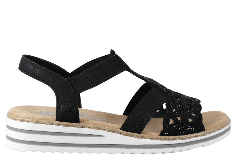 RIEKER SANDAL I SORT PU