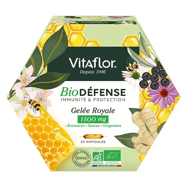 Vitaflor Geleia Real Orgânica para Apicultura 1500mg Defense+ 20 ampolas