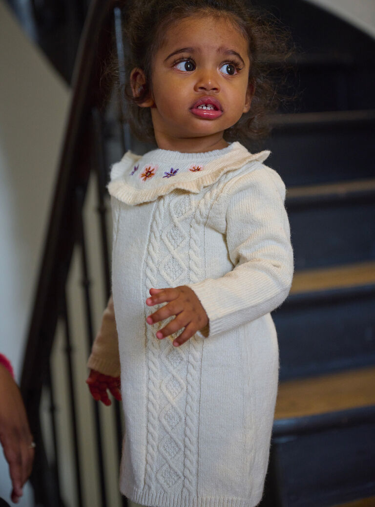 Robe-pull écrue pour bébé fille