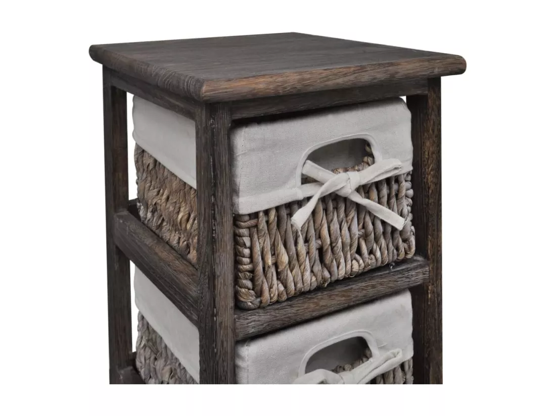 Étagère de rangement Bois Marron 3 paniers en tissage