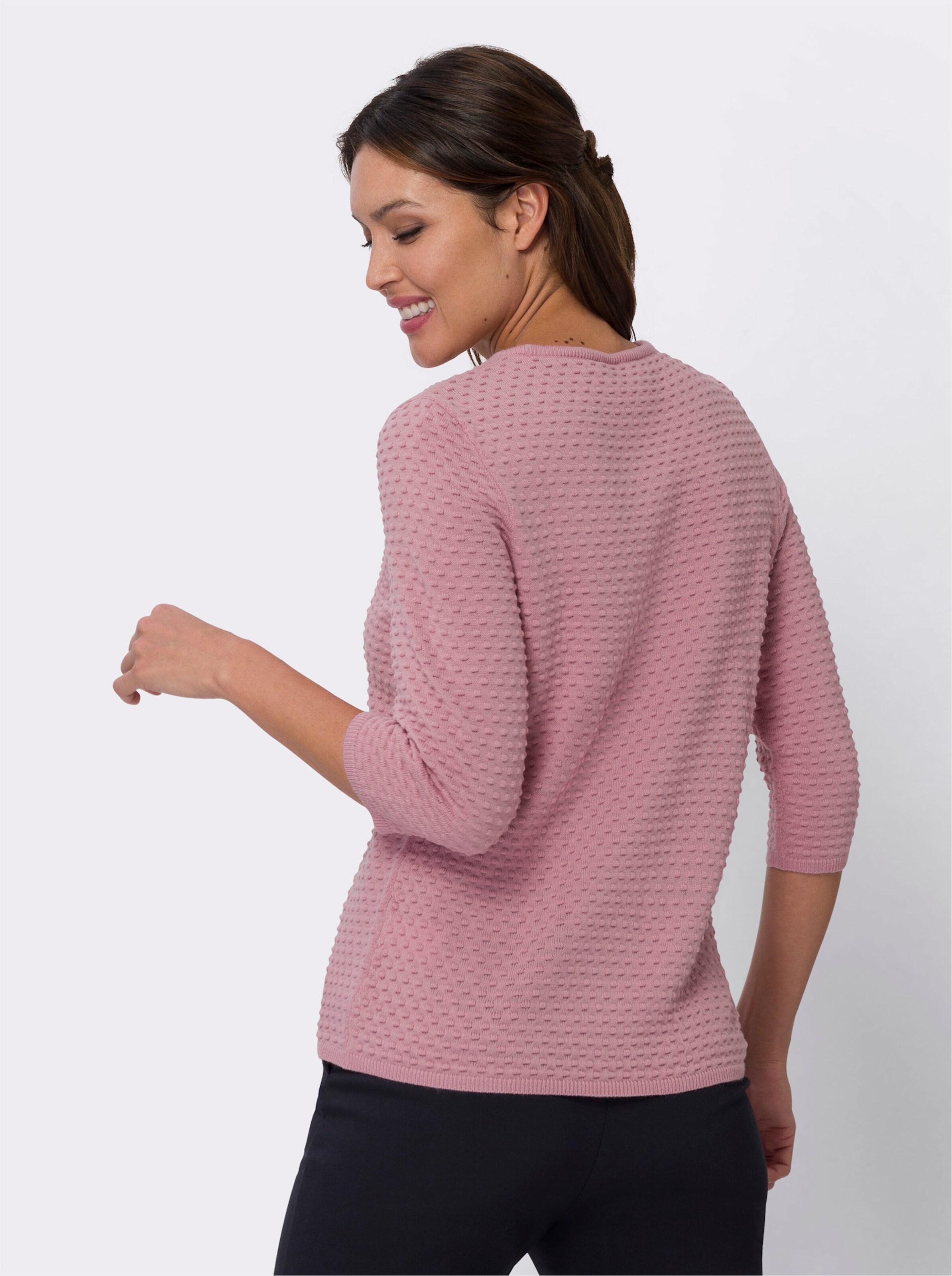Rundhalspullover mit 3D-Muster
