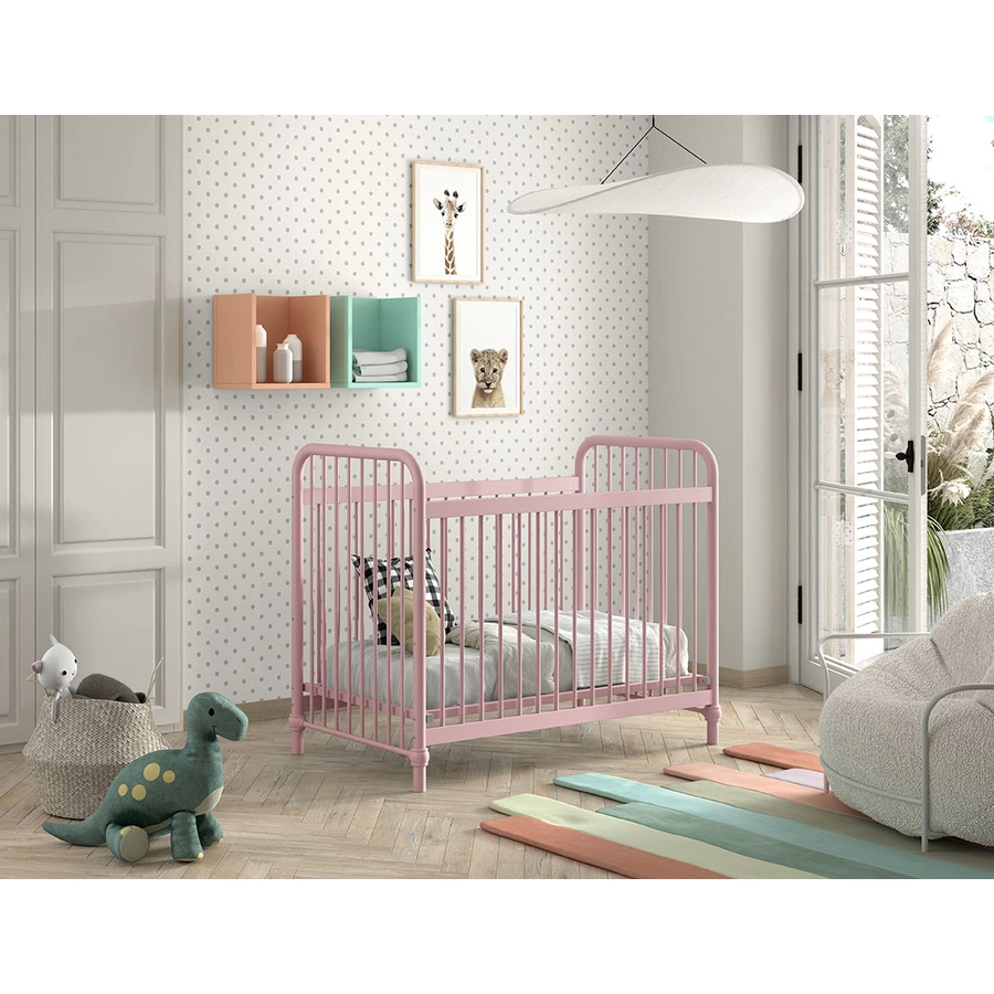 VIPACK Babybett BRONXX 60 x 120 cm pink matt