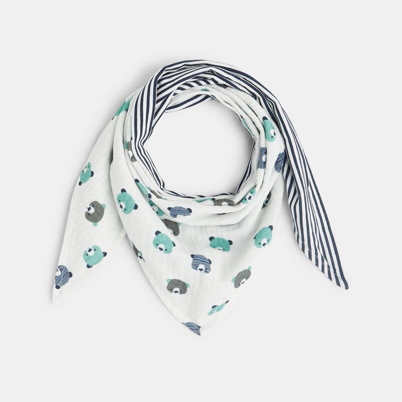 Lange triangle gaze de coton ours rayé bébé garçon Gris ou noir