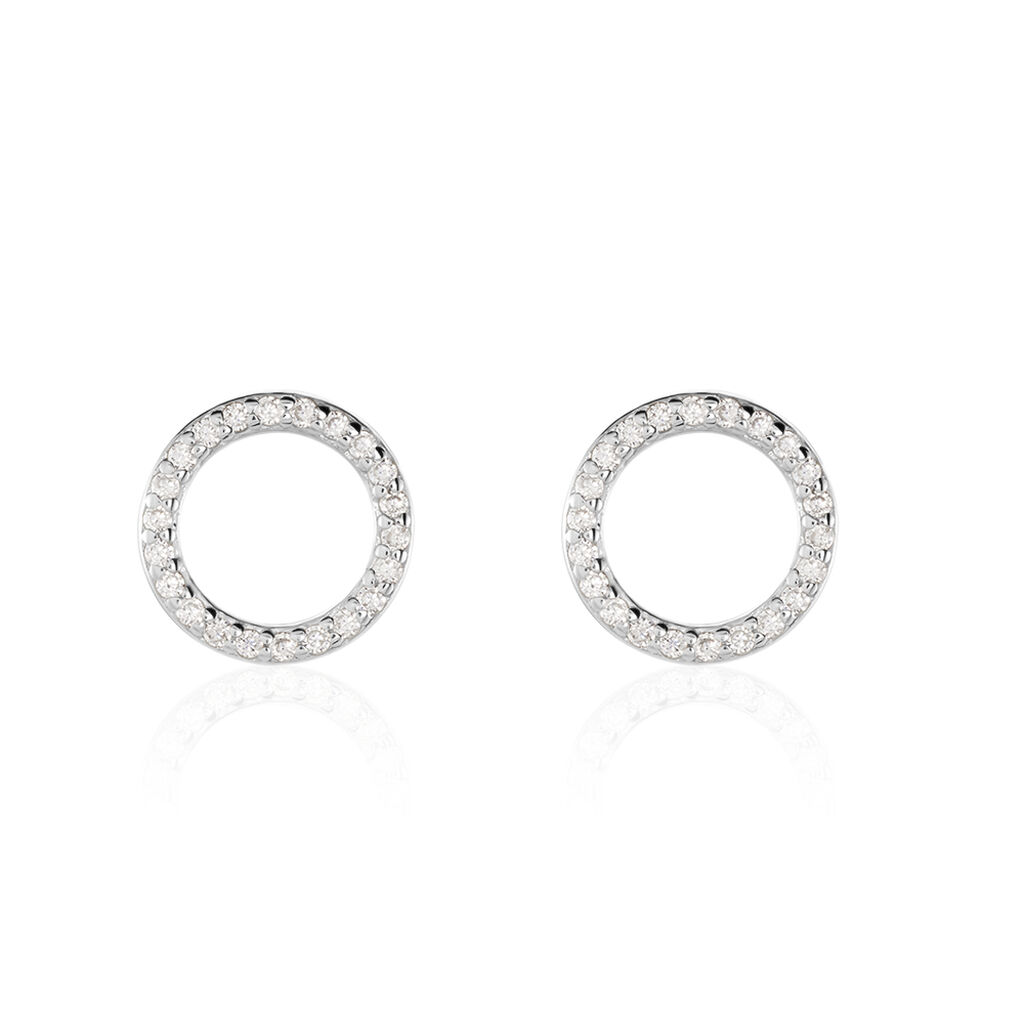 Boucles D'oreilles Puces Grâces Argent Blanc Oxyde De Zirconium