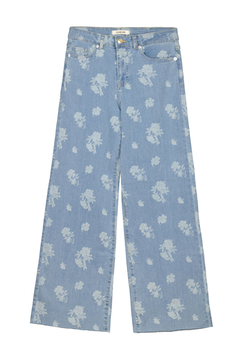 Calça jeans de perna larga - Azul