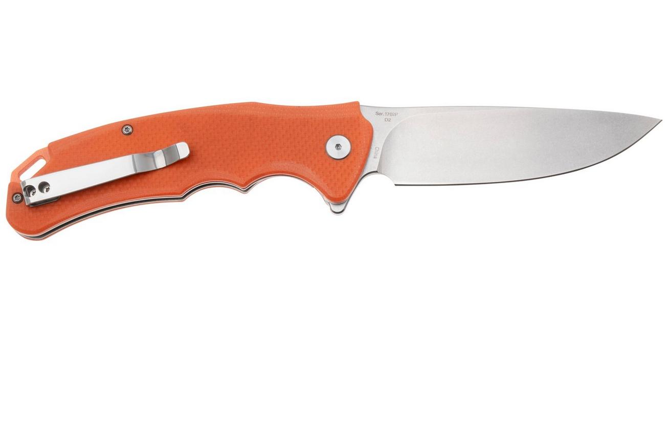Artisan Cutlery Tradition 1702P-OE, Stonewashed D2, Orange G10 zakmes