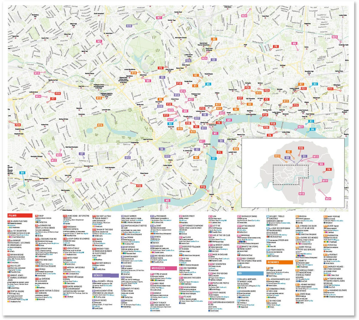 Carte de Londres des 100 lieux cultes Livres