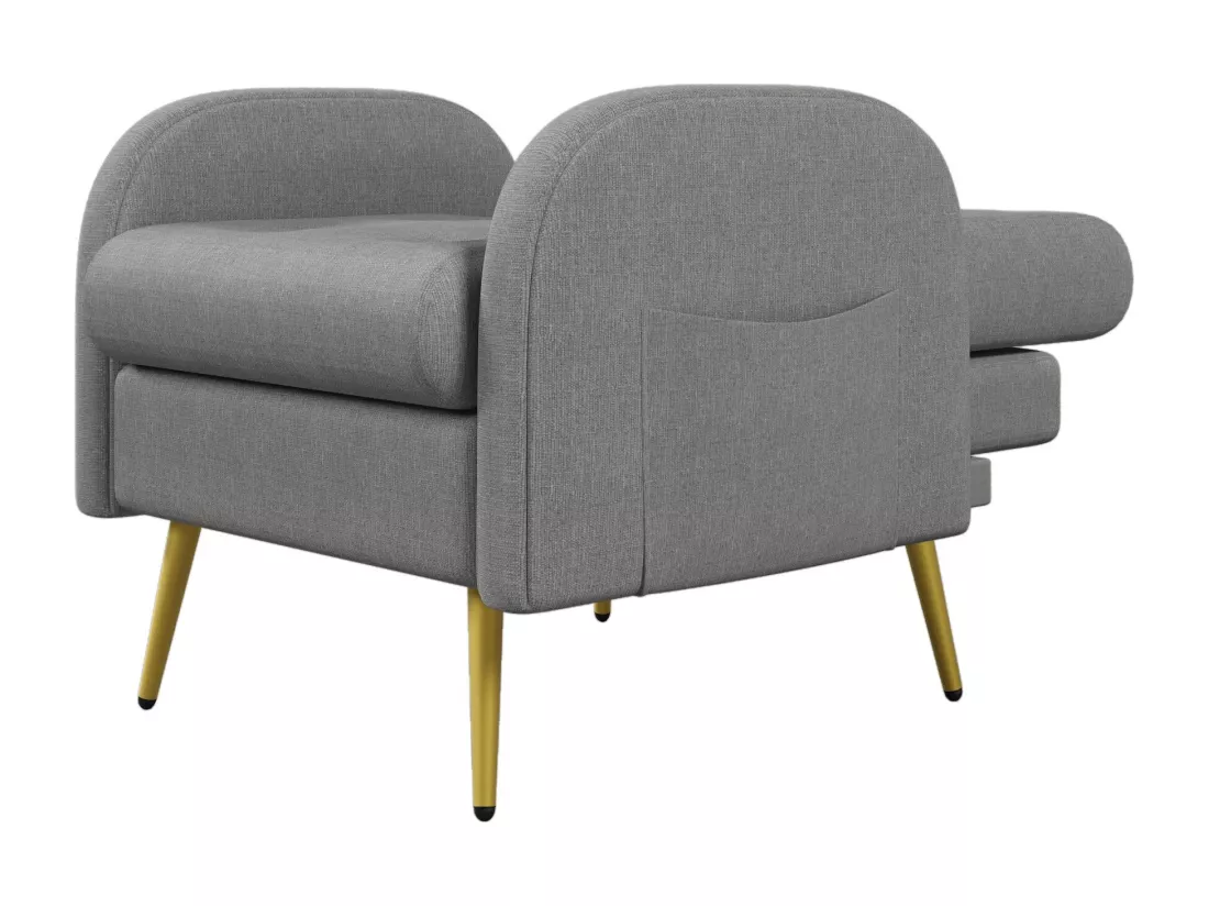 Fauteuil longue avec repose-pieds, dossier réglable en 3 positions, compartiment de rangement,Gris