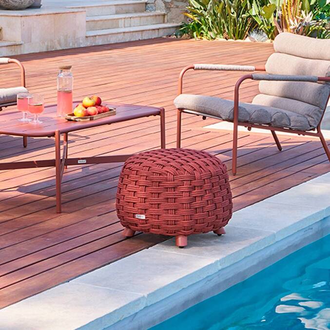 Pouf de jardin rond OBBAE Acajou