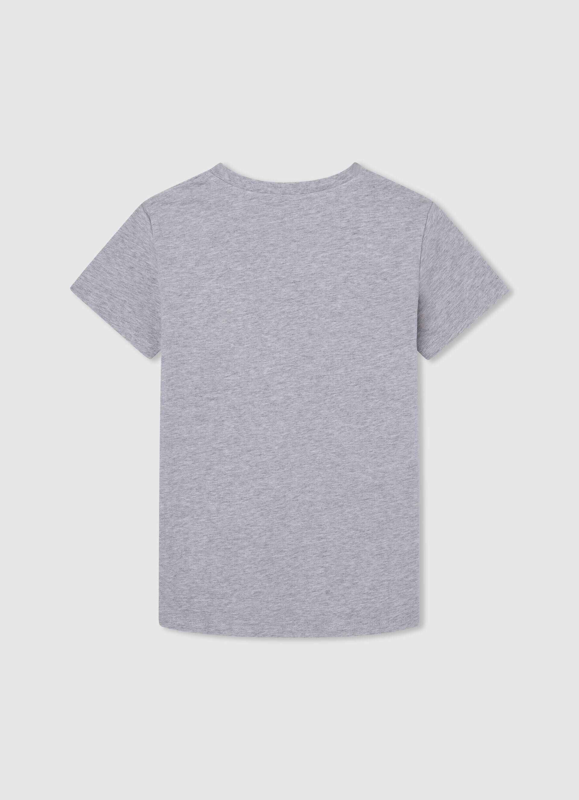 Camiseta de algodão com logo vertical - cinza mescla