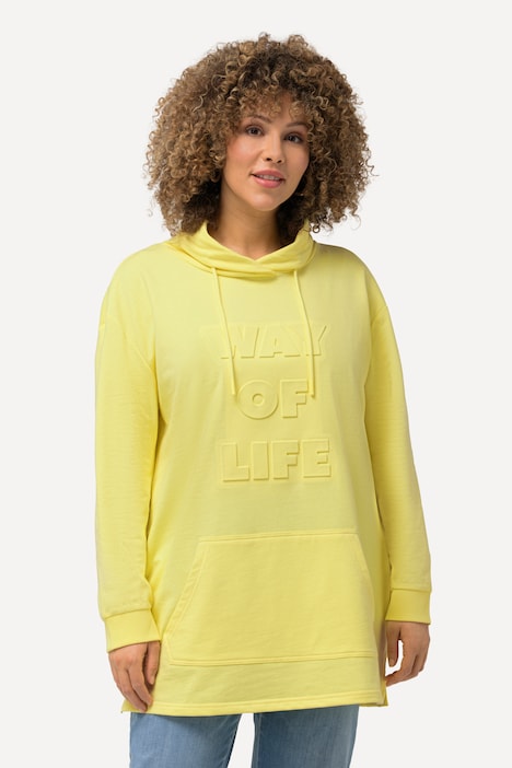 Sweatshirt, 3D-Prägung, Oversized, Stehkragen, Langarm