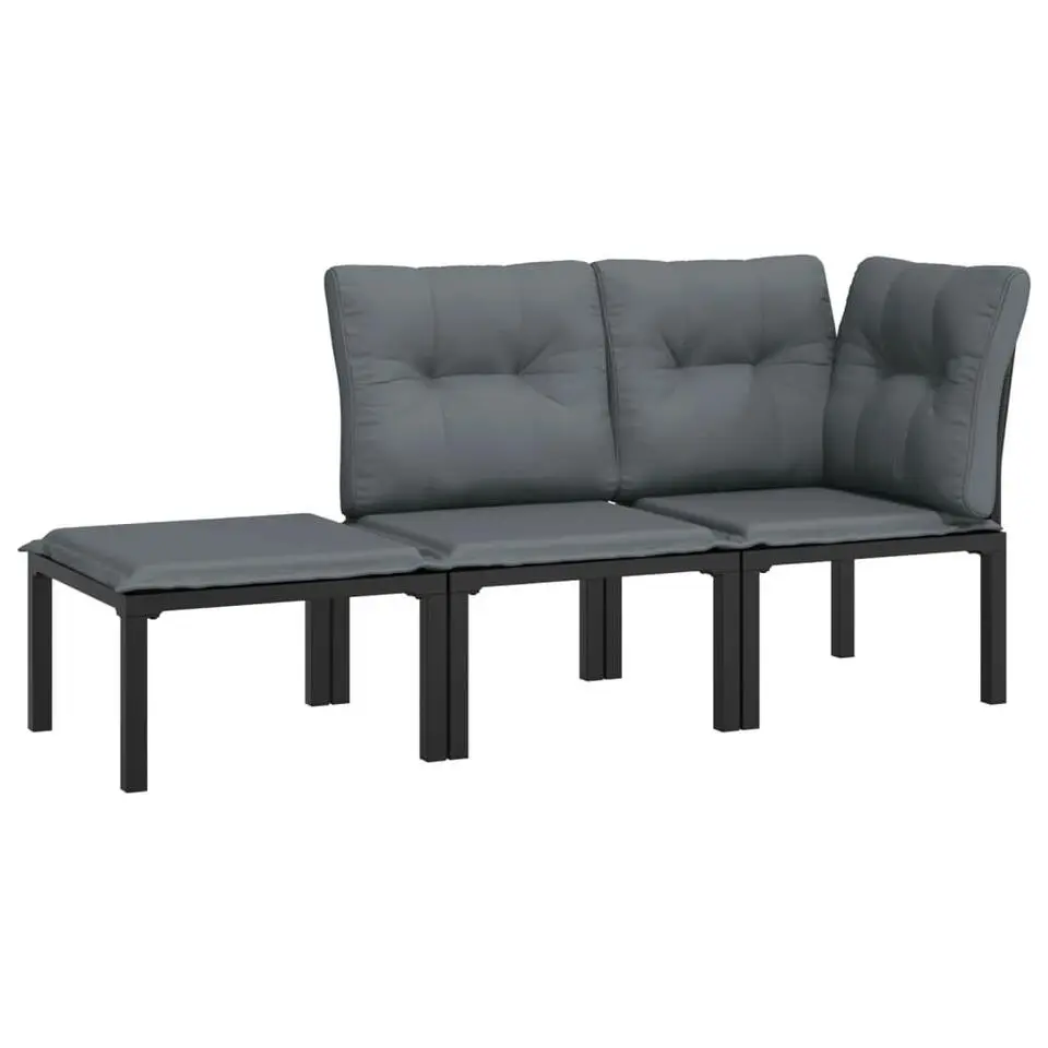 vidaXL - Loungeset - Zwart - Poly rattan