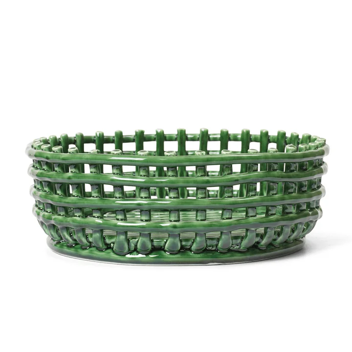 Ferm Living - Keramik Centerpiece Schale, emerald green