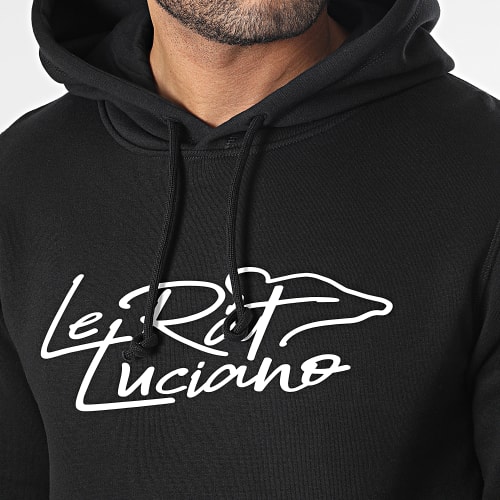 Sweat Capuche Logo Script Noir Blanc