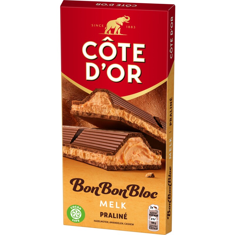 Côte d'Or BonBonBloc chocoladereep praliné melk
