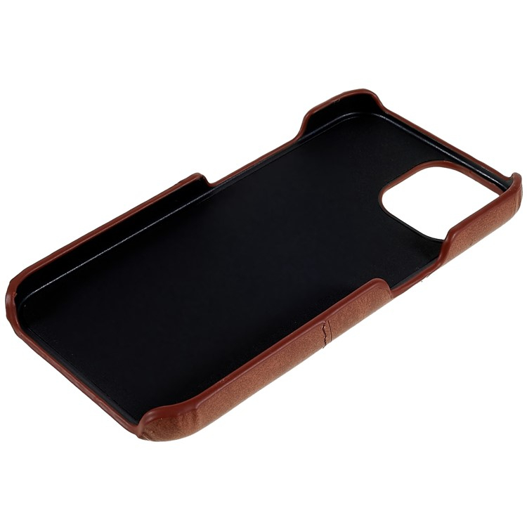 iPhone 14 Leder Hülle Snap Case   Kartenfach - Braun