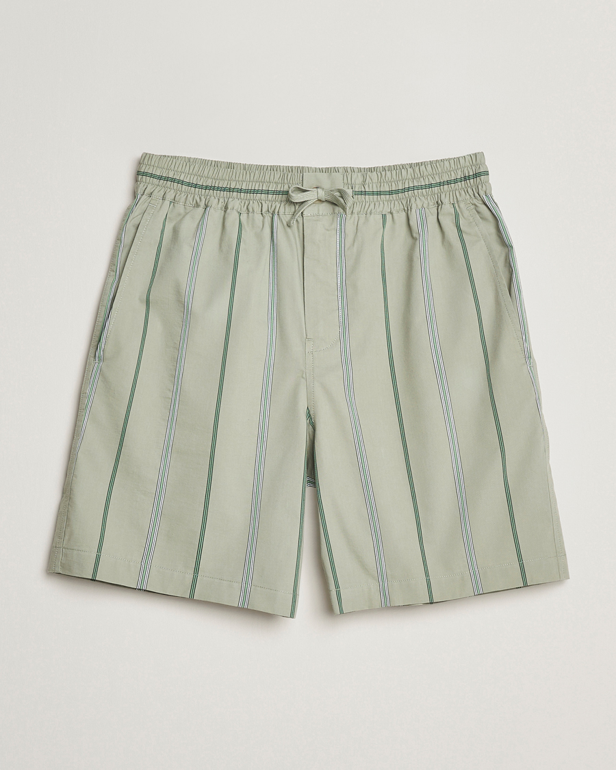 Maison Kitsuné Resort Striped Drawstring Shorts Vert De Gris