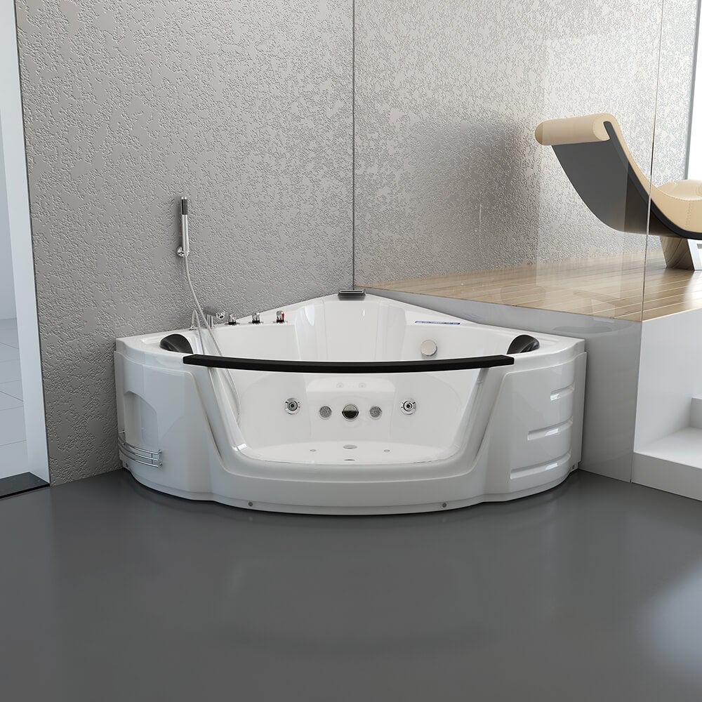 Home Deluxe - Whirlpool - Laguna L Mini - Wit, Afmetingen: 135x135x65cm, incl. radio, verwarming en lichttherapie | Hoekbad voor 2 personen, binnenbad
