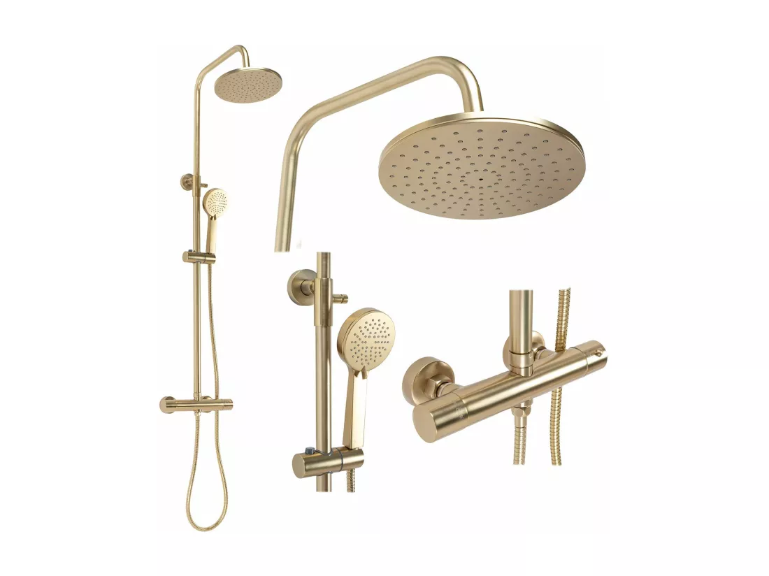Kit De Douche Avec Thermostat Rea Parot Termostat Brush Gold