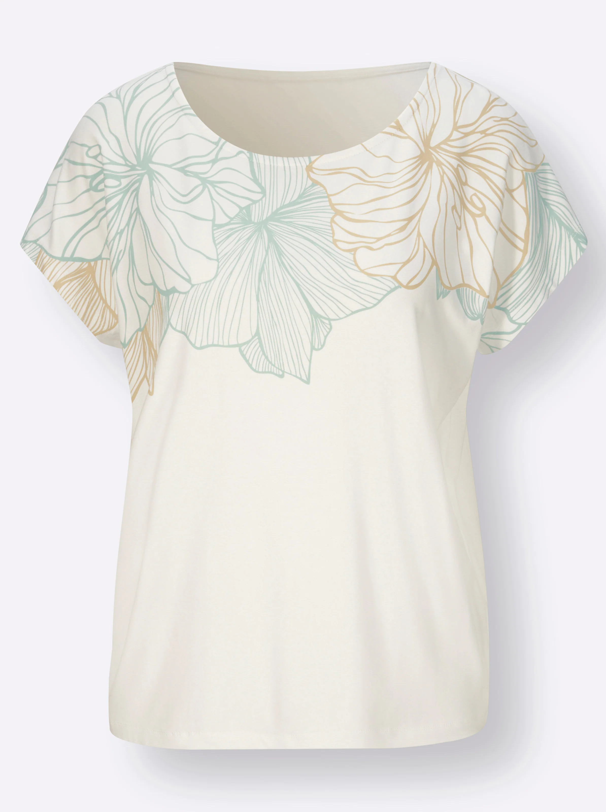 Shirt in weiß-kalkmint-bedruckt