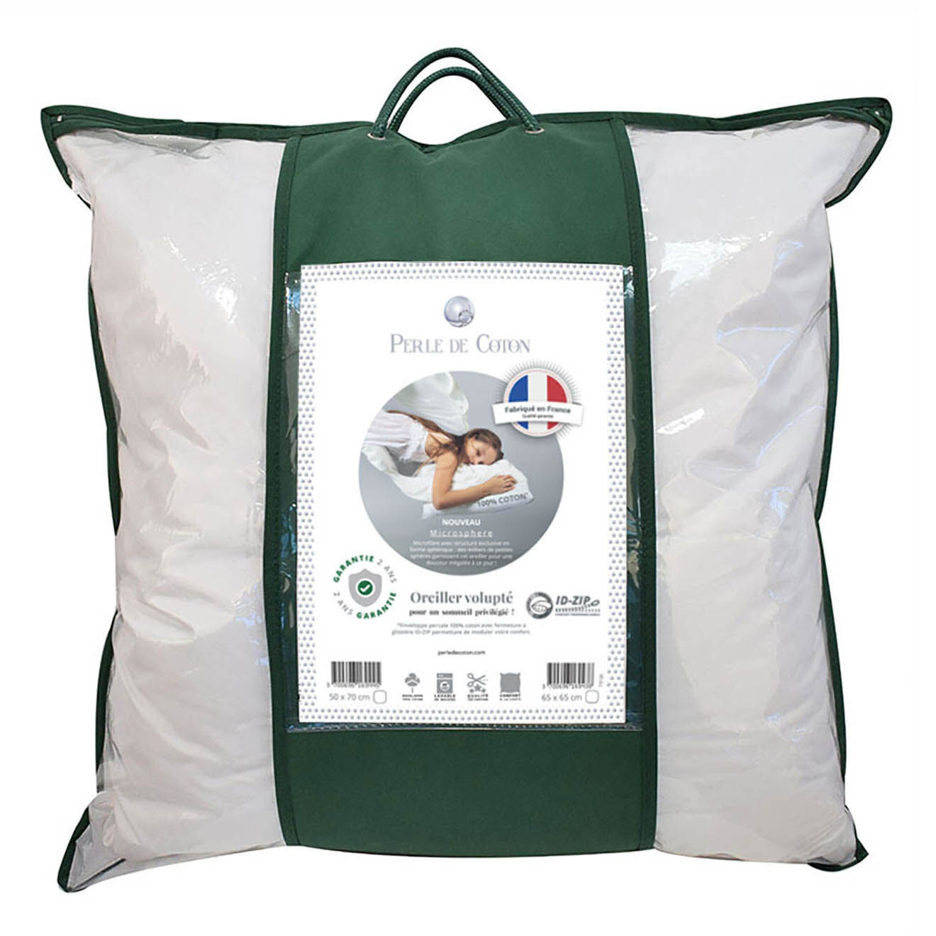 Perle de Coton Oreiller uni blanc