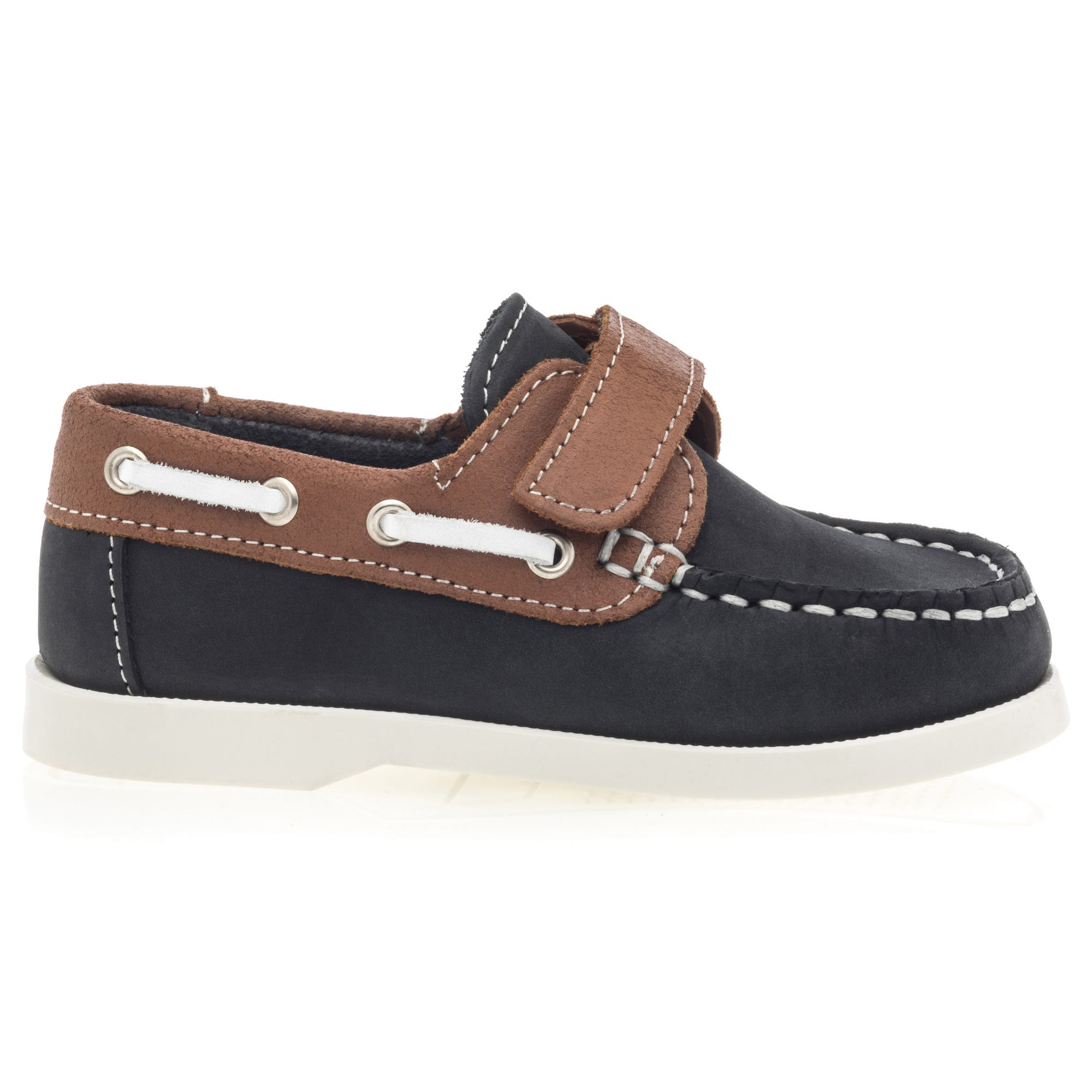Chaussures bateau Garçon en cuir bleu marine