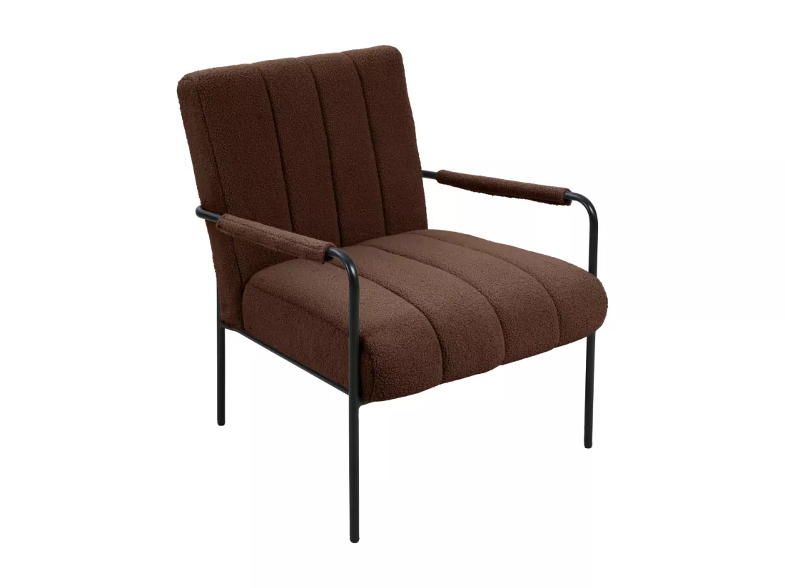 Fauteuil de salon SVITA KYLE Chaise rembourrée Chaise d'appoint Salon avec accoudoirs Marron