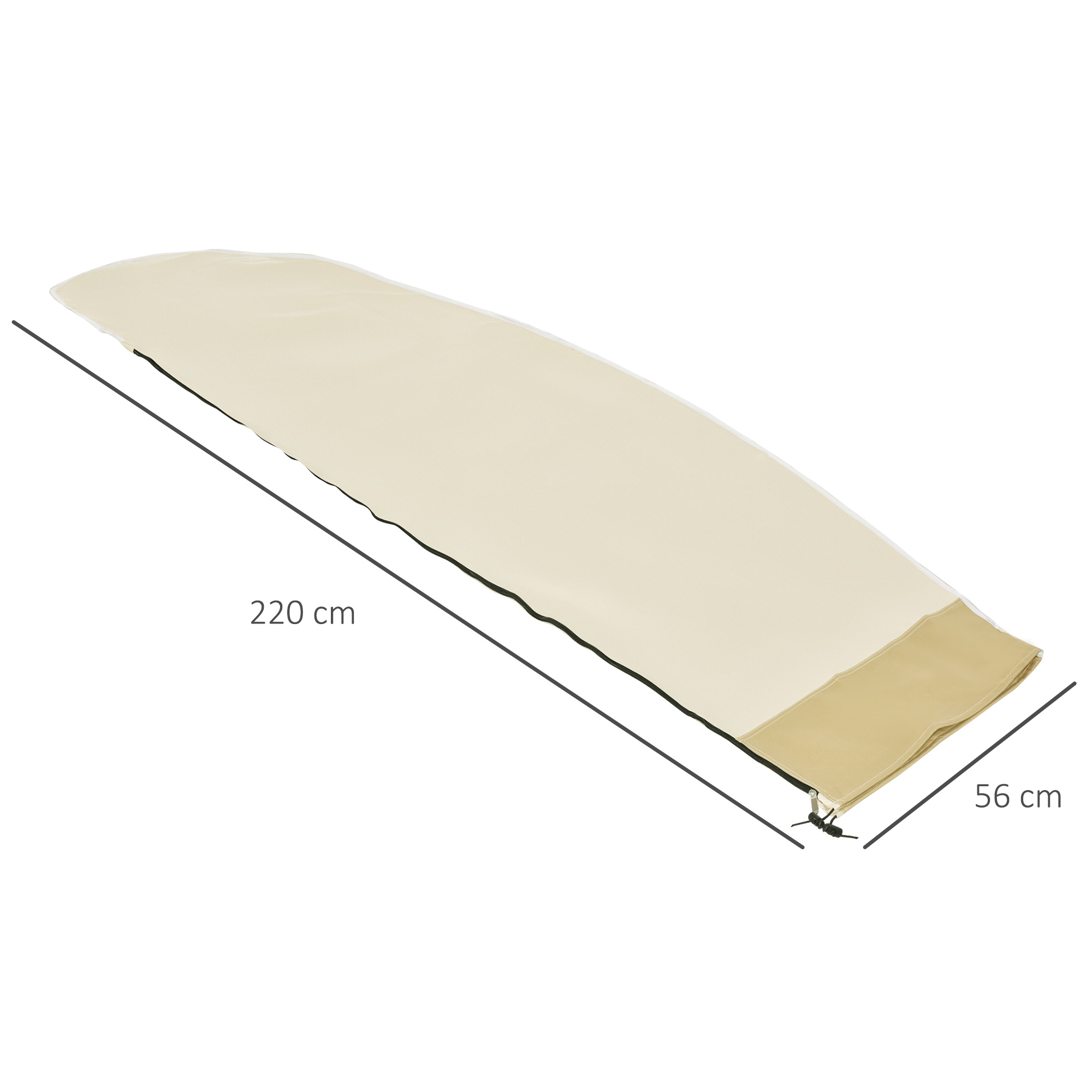 Capa protetora para guarda-sol Outsunny, diâmetro de 2 a 4 m, tecido Oxford impermeável, Ø56x220 cm, capa para guarda-sol com zíper, resistente às intempéries para jardim externo, bege.