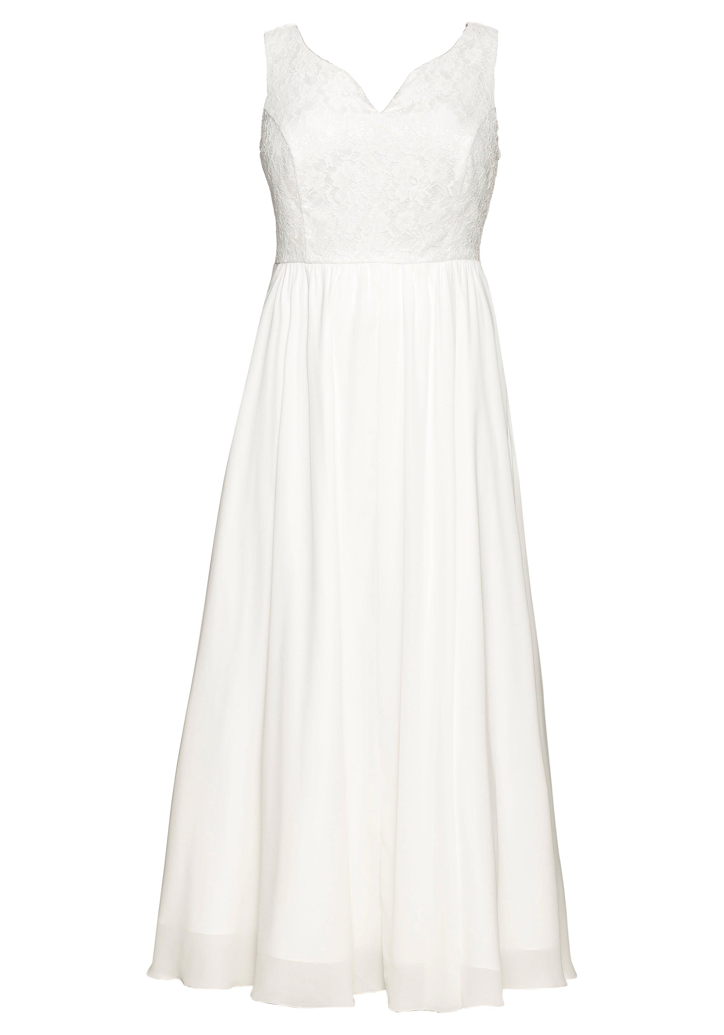 Abendkleid mit Spitzenoberteil und Chiffonrock