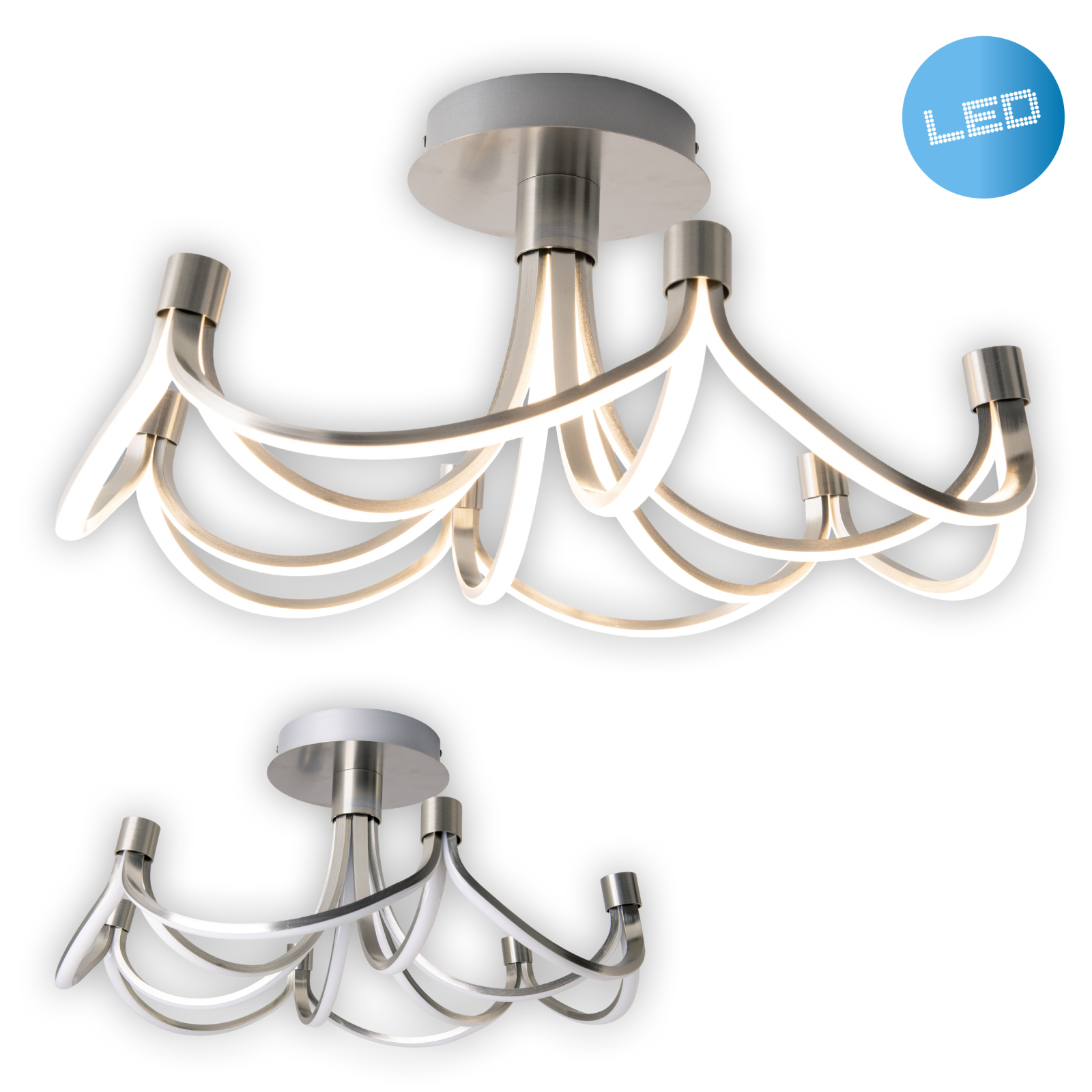 LED-Deckenleuchte FESTOS - Nickel matt - Ø 60 cm - dimmbar