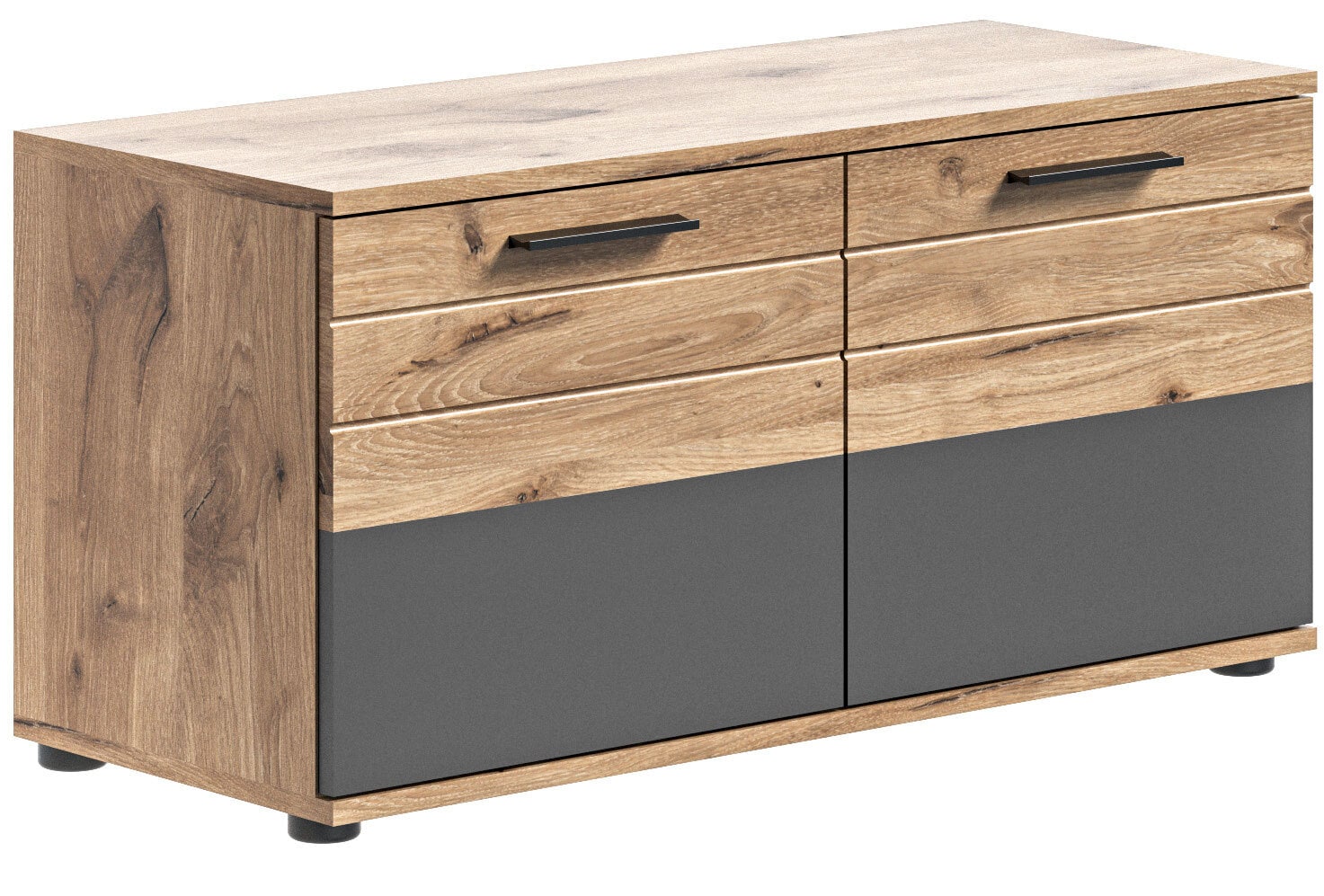 Sitzbank Mason, Basalt grau Nox Oak braun 90x45x37 cm