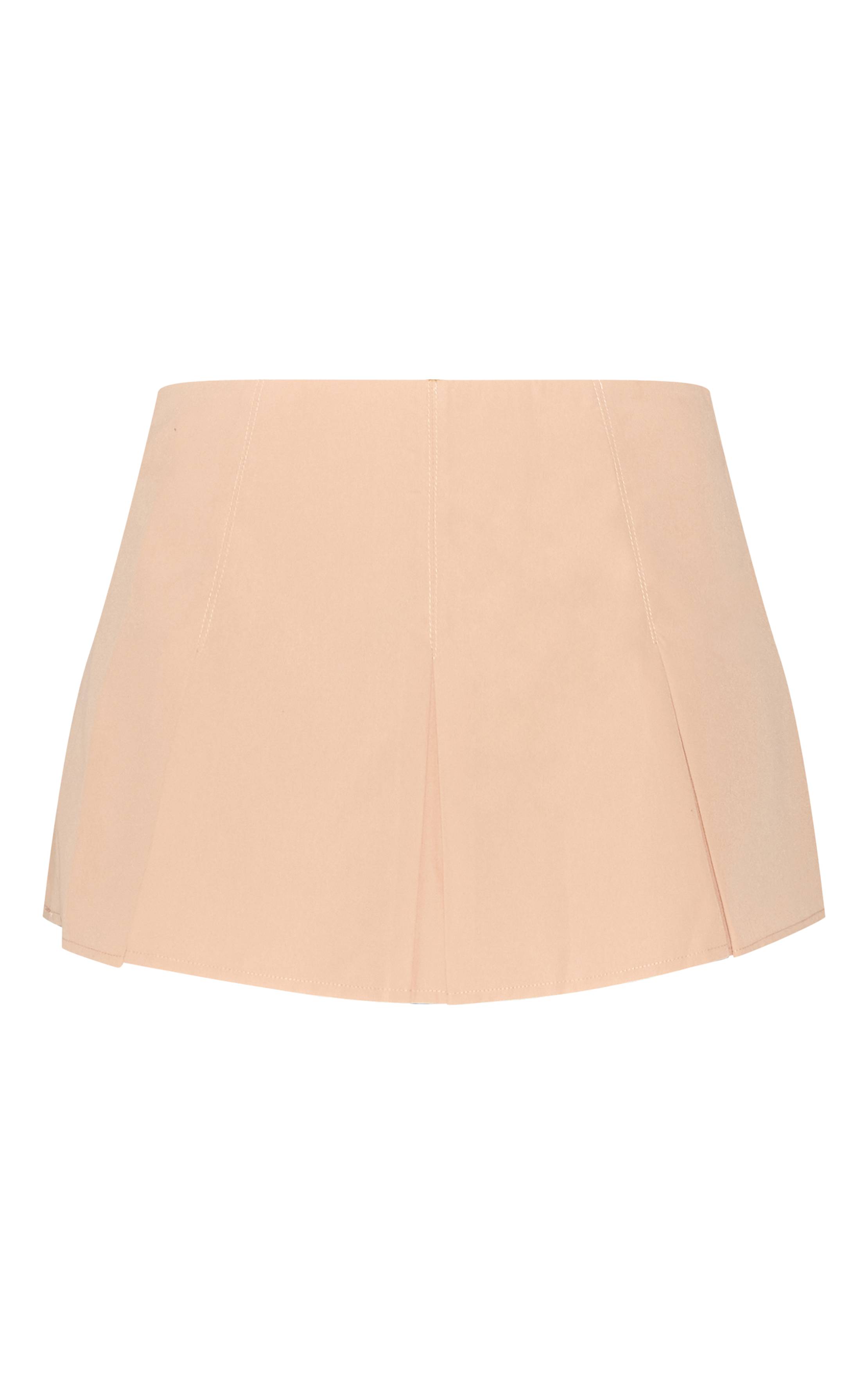 Butter Yellow Jupe-short Patineuse Plissée En Tissu Tissé Ajusté