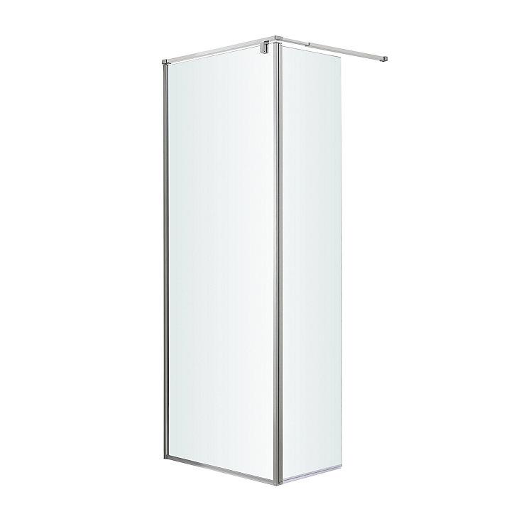 Paroi de douche walk in et volet GoodHome Ezili transparent alu brossé 80 + 38 cm