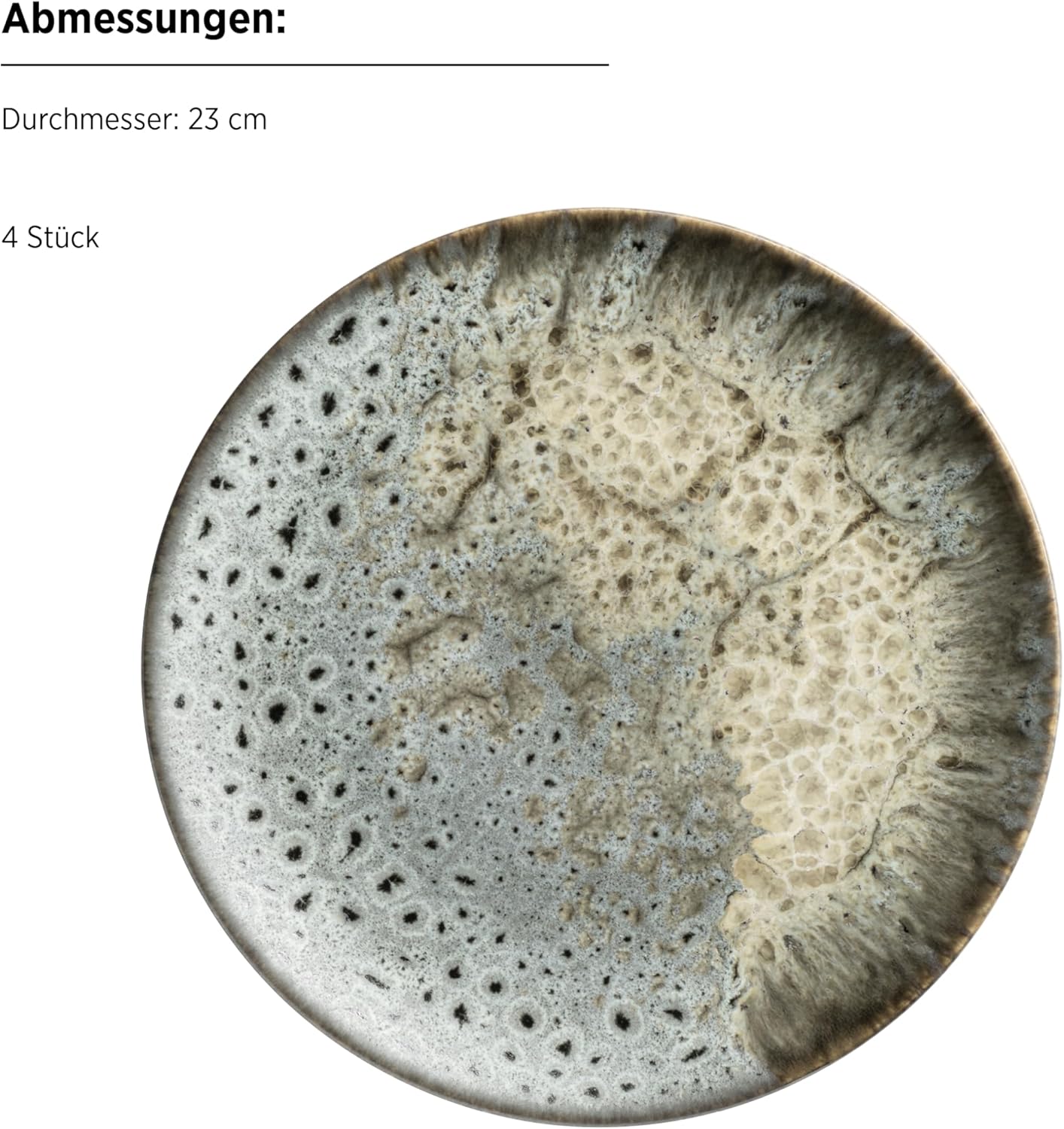 MÄSER Carellia Frühstücksservice 12-teilig – Steinzeug aus Portugal – Reaktivglasur – 4 Dessertteller 23 cm, 4 Schüsseln 15 cm, 4 Kaffeebecher 430 ml – Spülmaschinen- & mikrowellengeeignet, Grau
