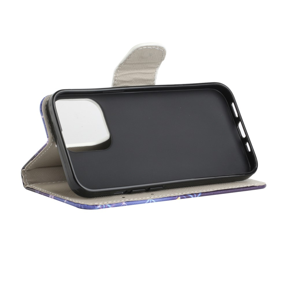 iPhone 13 Leder Tasche mit Kartenfach Don't Touch My Phone - Schwarz