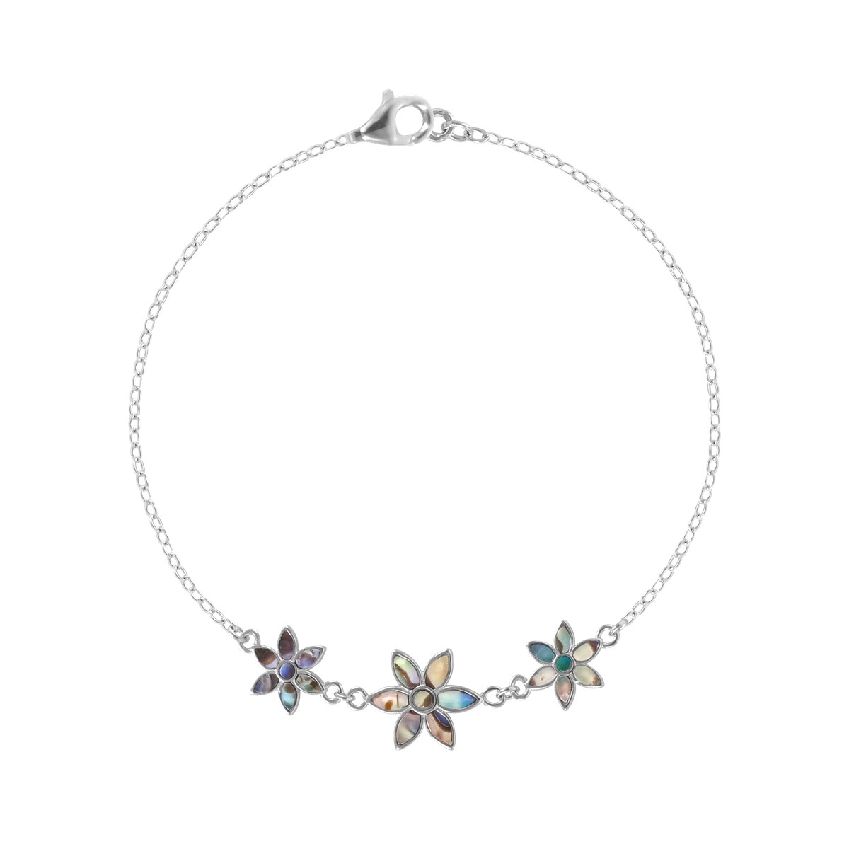 Bracelet en argent 925 rhodié avec nacre