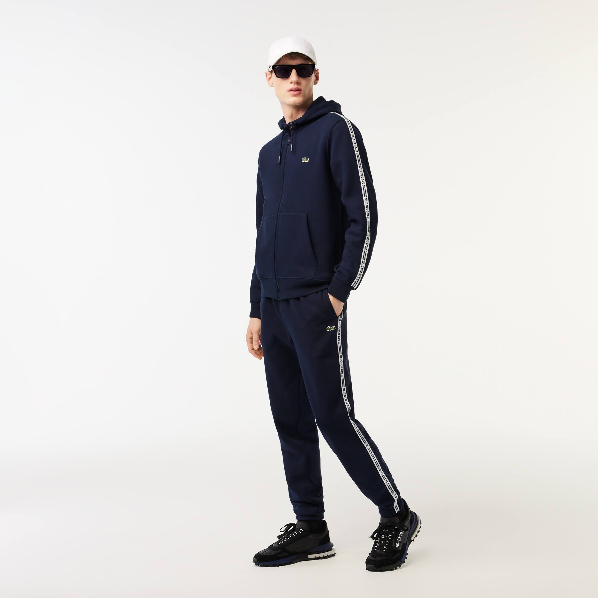 Herren Jogger Pulli mit Logo-Streifen und Reißverschluss Sweatshirts - Blau - Lacoste - Herren