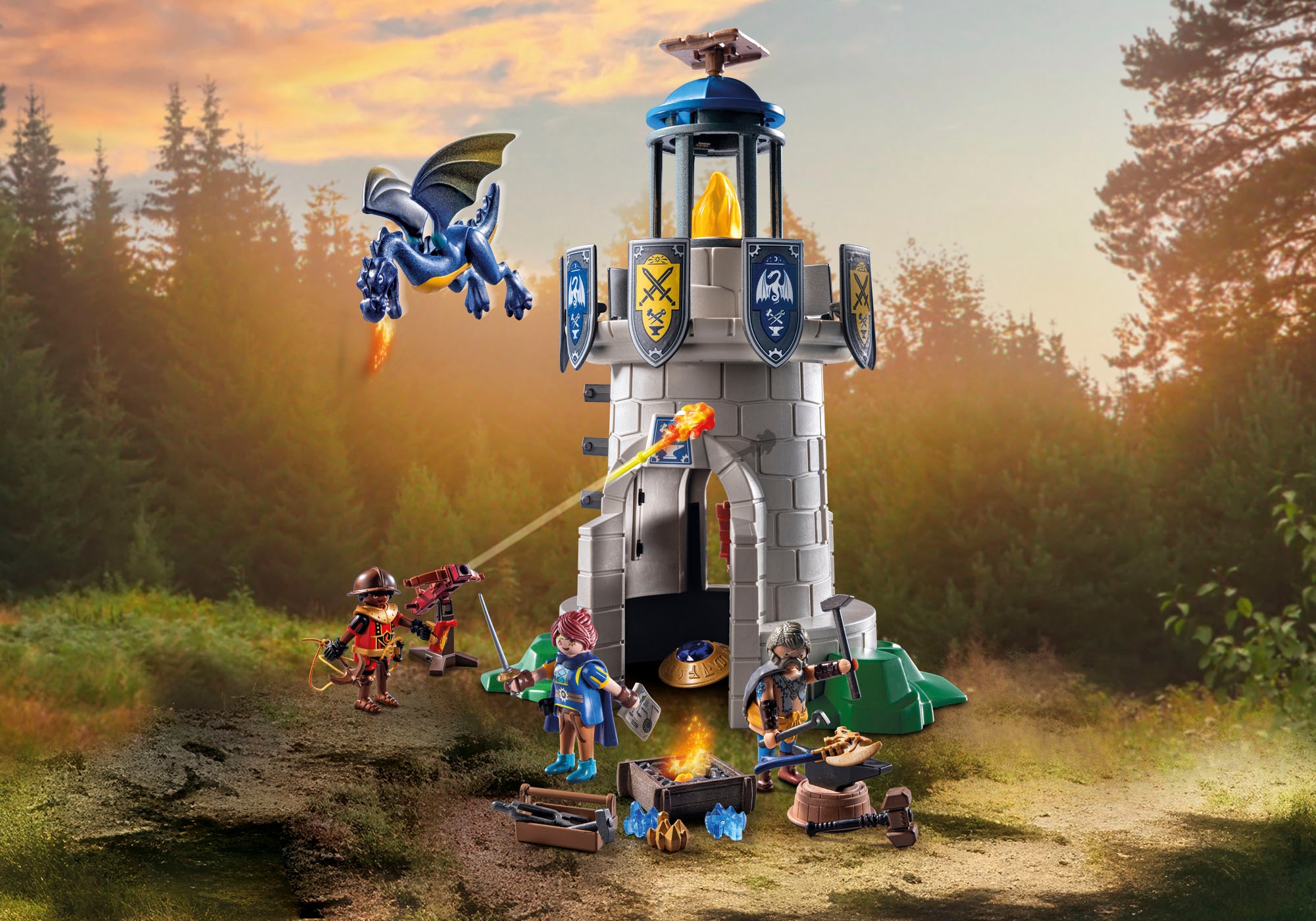 Playmobil® Konstruktions-Spielset »Ritterturm mit Schmied und Drache (71483), Novelmore« Made in Europe
