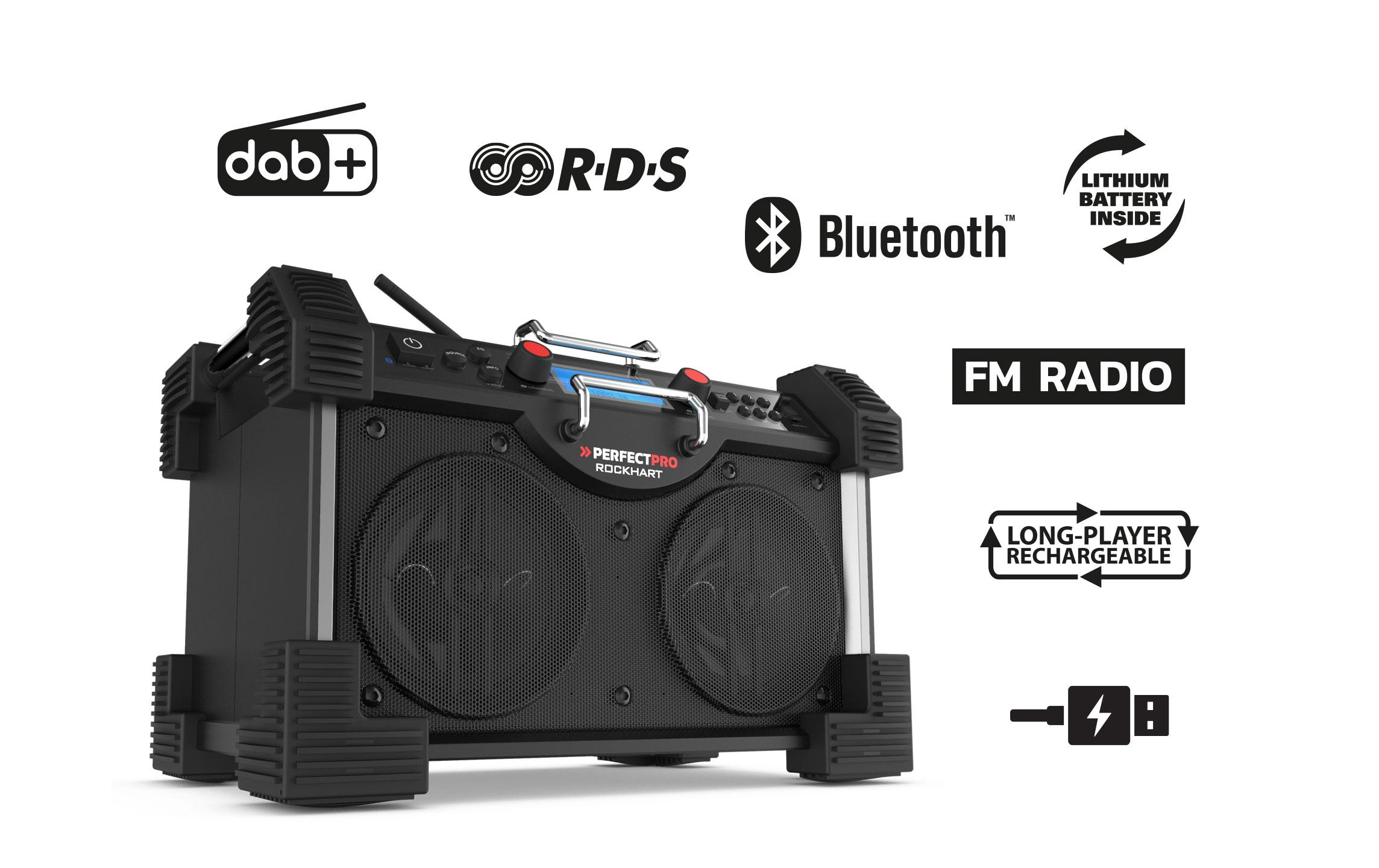 DAB+ Radio ROCKHART Schwarz<br>Grosses, lautes Baustellenradio
