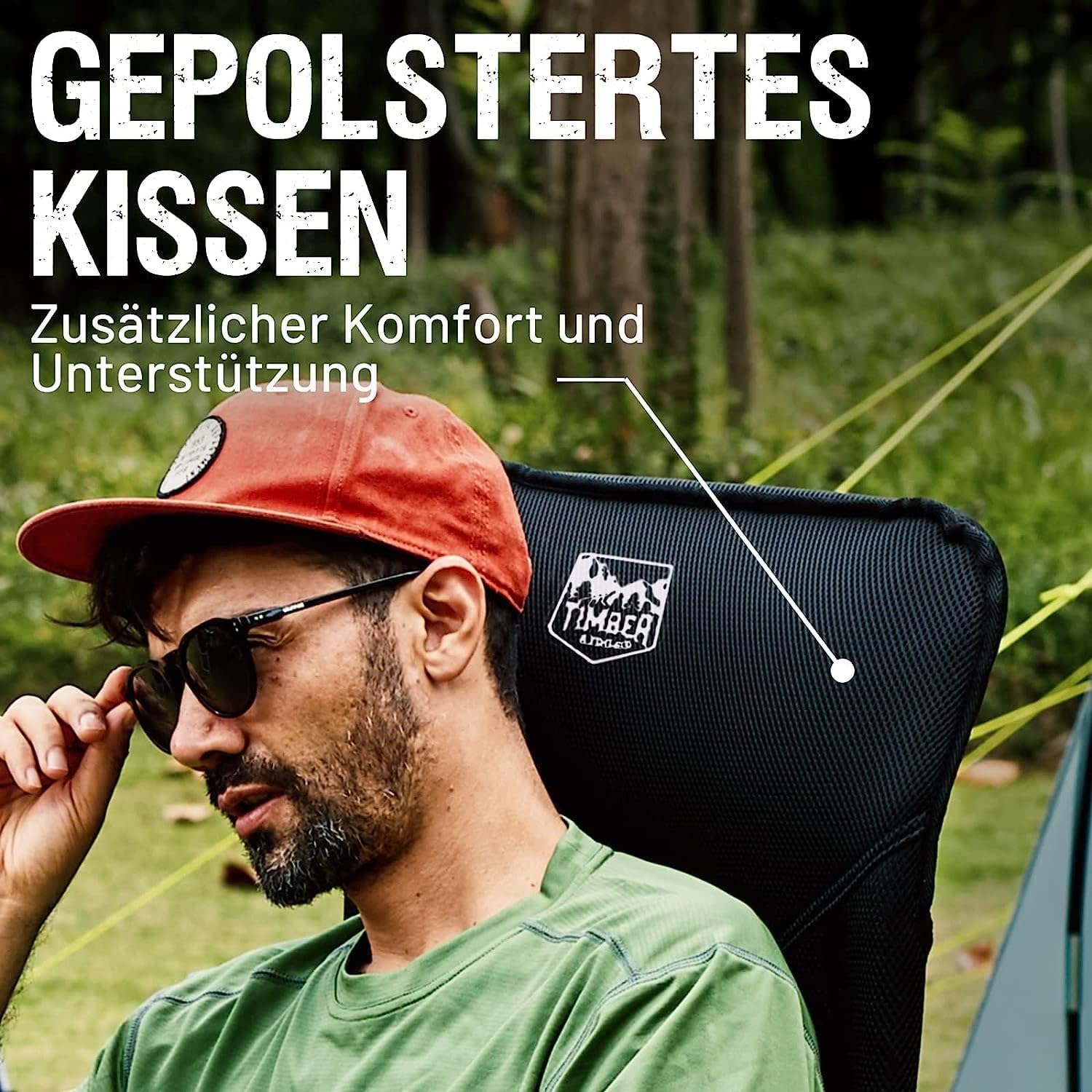 TIMBER RIDGE 2er Gartenstuhl Hochlehner Verstellbar 7-Fach Alu Klappstuhl gepolstert 150kg mit Armlehnen und Kopfstütze Atmungsaktiv klappbar Campingstuhl Balkonstuhl Klappsessel Garten Terrasse