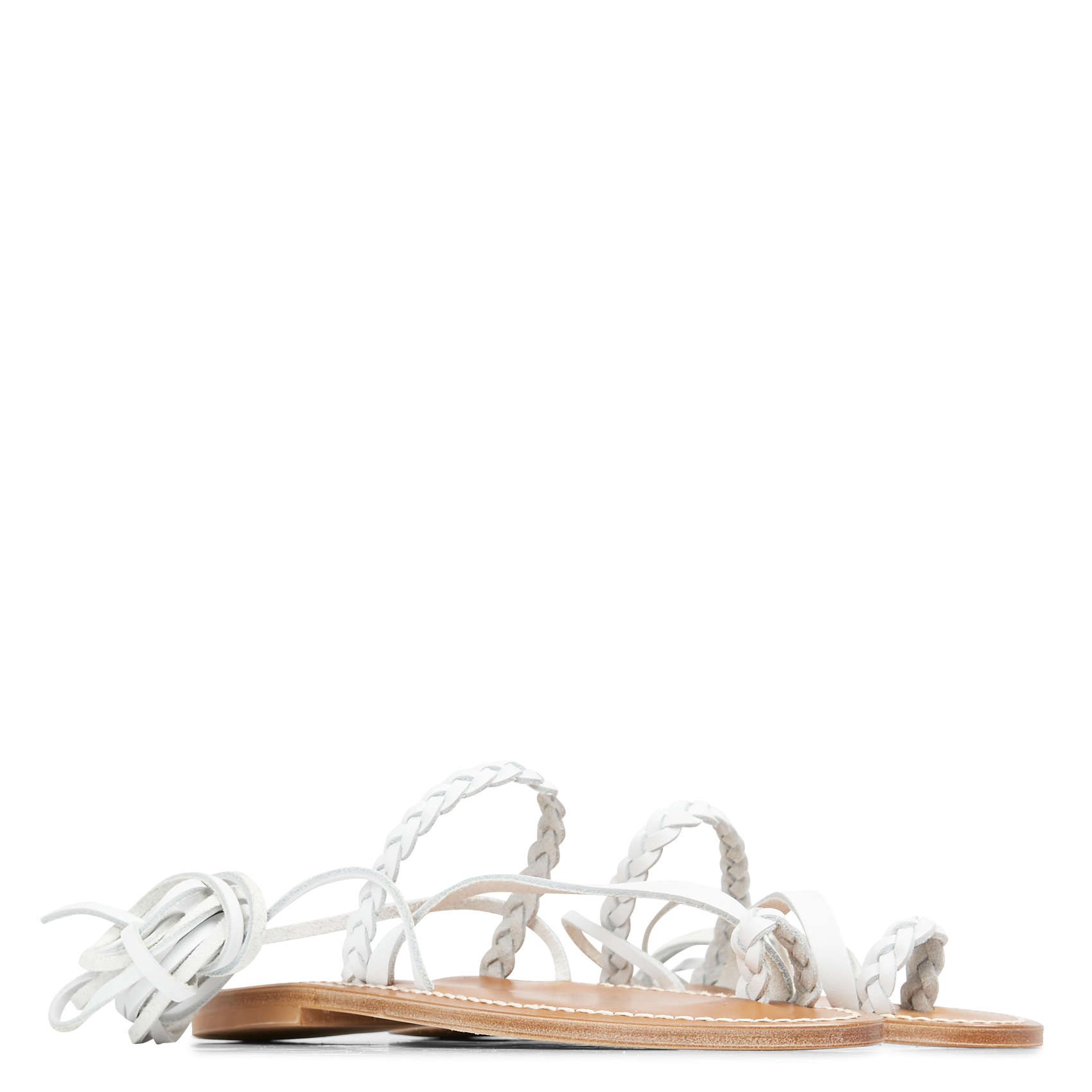 SCARA - Sandales tressées à lacets en cuir | Blanc